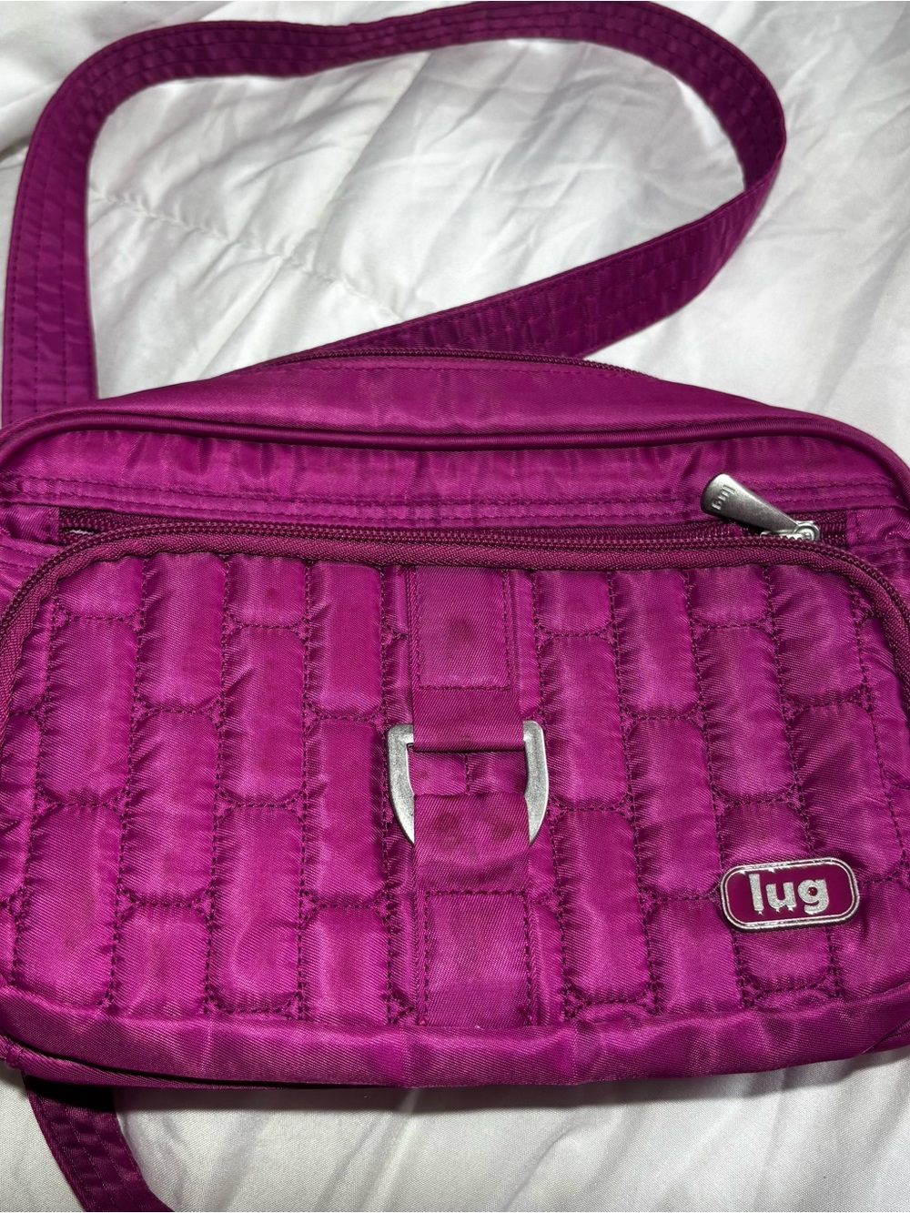 Lug Carousel Quilted Fuchsia Magenta Crossbody Bag